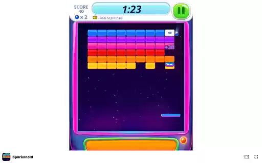 Sparkanoid Game Slow down time to gain an advantage!  from Chrome web store to be run with OffiDocs Chromium online