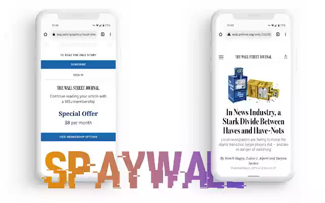 Spaywall spay votre paywall depuis la boutique en ligne Chrome pour qu'il soit exécuté avec OffiDocs Chromium en ligne