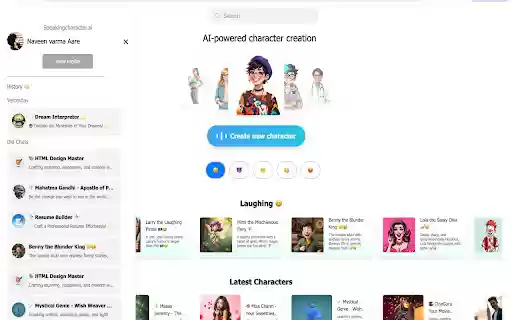 Speaking Character AI  from Chrome web store to be run with OffiDocs Chromium online
