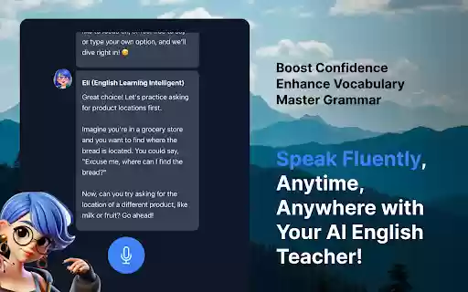 Speak with AI – Practice English Conversations | Eli Tutor from Chrome web store to be run with OffiDocs Chromium online Speak with AI – Practice English Conversations | Eli Tutor from Chrome web store to be run with OffiDocs Chromium online