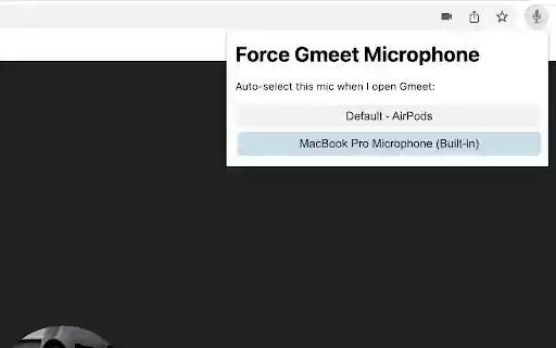 Specify Gmeet Mic  from Chrome web store to be run with OffiDocs Chromium online