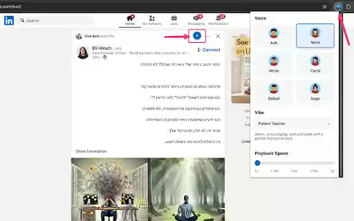 Speech it  from Chrome web store to be run with OffiDocs Chromium online