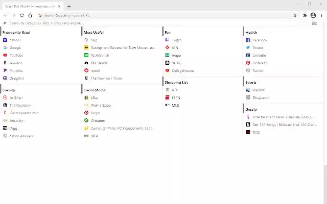 Speed Dial|Bookmarks Manager for New Tab Page  from Chrome web store to be run with OffiDocs Chromium online