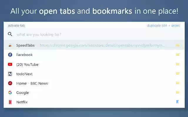 Speed Tabs  from Chrome web store to be run with OffiDocs Chromium online