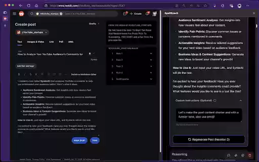 SpellReach: Craft Reddit Posts with AI Magic from Chrome web store to be run with OffiDocs Chromium online SpellReach: Craft Reddit Posts with AI Magic from Chrome web store to be run with OffiDocs Chromium online