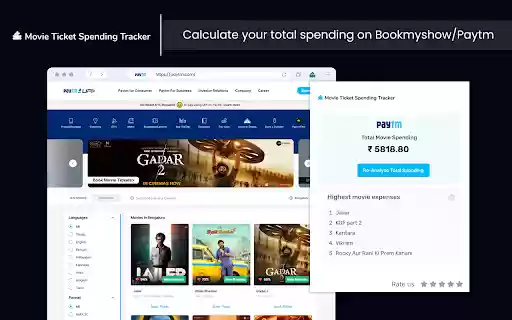 Spending Calculator for Book My Show  Paytm  from Chrome web store to be run with OffiDocs Chromium online