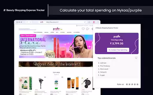 Spending Calculator for Nykaa™  Purplle™  from Chrome web store to be run with OffiDocs Chromium online