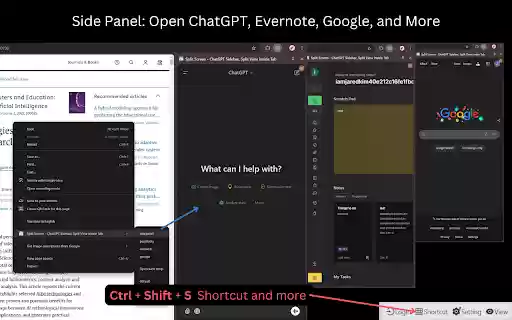Split Screen in Tab ChatGPT Sidebar  from Chrome web store to be run with OffiDocs Chromium online