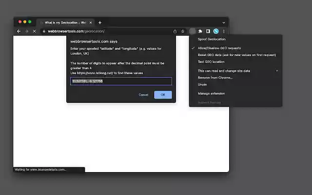 Spoof Geolocation from Chrome web store to be run with OffiDocs Chromium online Spoof Geolocation from Chrome web store to be run with OffiDocs Chromium online