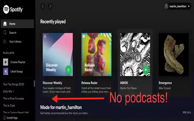Spotify Podcast Banish  from Chrome web store to be run with OffiDocs Chromium online