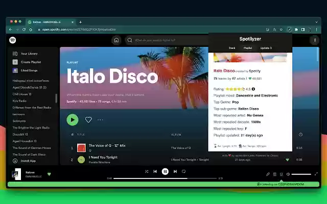 Spotilyzer ຈາກ Chrome web store ທີ່ຈະດໍາເນີນການກັບ OffiDocs Chromium ອອນໄລນ໌