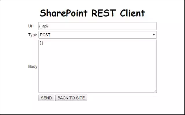 SP REST Client from Chrome web store to be run with OffiDocs Chromium online SP REST Client from Chrome web store to be run with OffiDocs Chromium online
