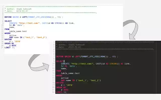 SQL Dark Theme  from Chrome web store to be run with OffiDocs Chromium online