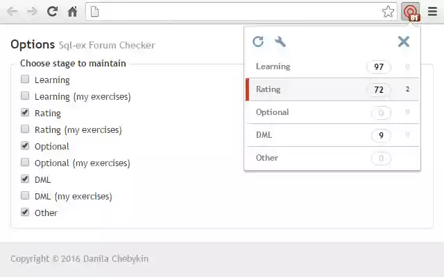 Sql ex Forum Checker  from Chrome web store to be run with OffiDocs Chromium online