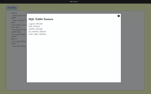 SQL Parser  from Chrome web store to be run with OffiDocs Chromium online