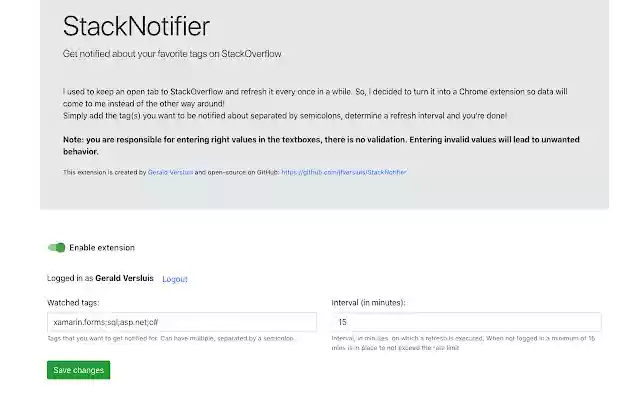 StackNotifier from Chrome web store to be run with OffiDocs Chromium online StackNotifier from Chrome web store to be run with OffiDocs Chromium online