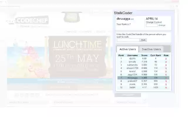 Stalkcoder  from Chrome web store to be run with OffiDocs Chromium online