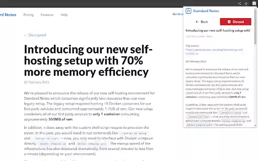 Standard Notes Clipper  from Chrome web store to be run with OffiDocs Chromium online