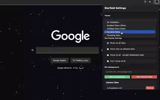 Starfield Dark Mode  from Chrome web store to be run with OffiDocs Chromium online