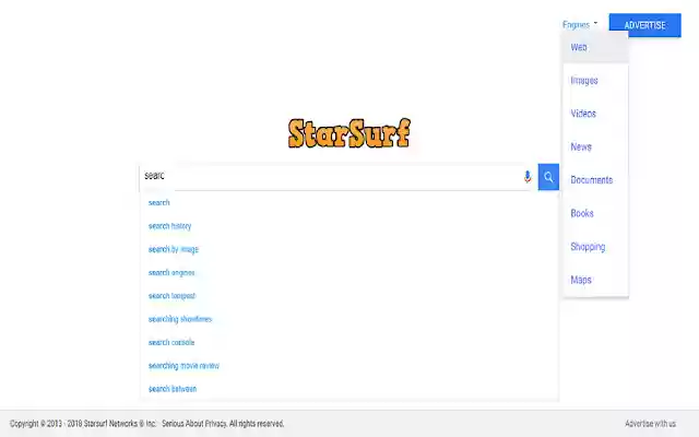 Starsurf search engine  from Chrome web store to be run with OffiDocs Chromium online