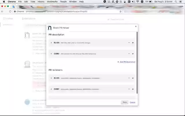 Stash PR Helper  from Chrome web store to be run with OffiDocs Chromium online