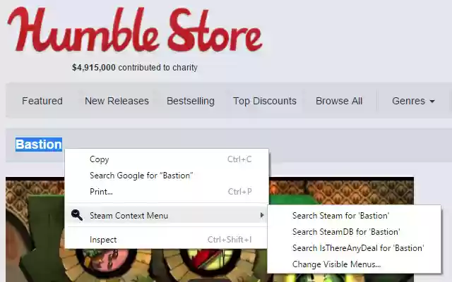 Steam Context Menu  from Chrome web store to be run with OffiDocs Chromium online