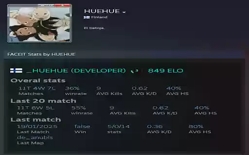 Steam Faceit Stats from Chrome web store to be run with OffiDocs Chromium online Steam Faceit Stats from Chrome web store to be run with OffiDocs Chromium online