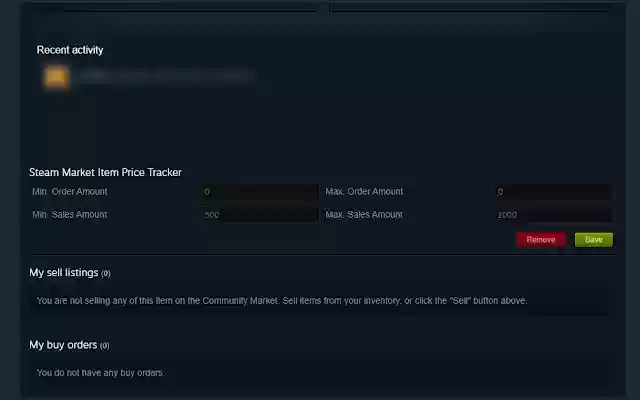 Chrome 网上商店的 Steam 市场物品价格跟踪器将与 OffiDocs Chromium 在线运行