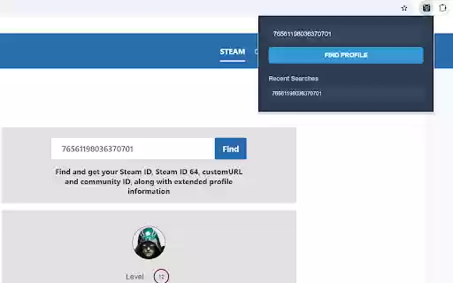 Steam Profile Quick Search  from Chrome web store to be run with OffiDocs Chromium online