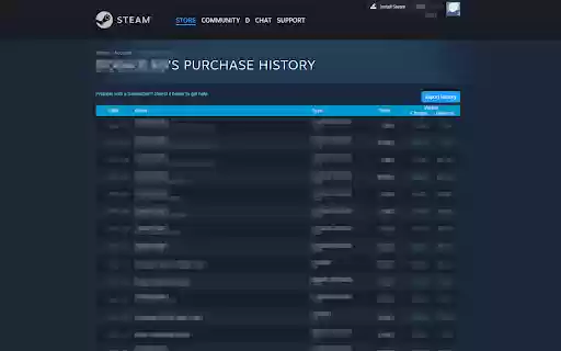 Steam Purchase History (CSV)  from Chrome web store to be run with OffiDocs Chromium online