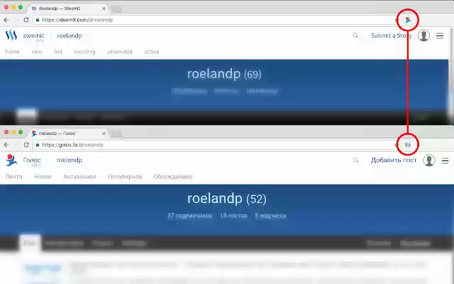 Steemit Golos Switcher  from Chrome web store to be run with OffiDocs Chromium online