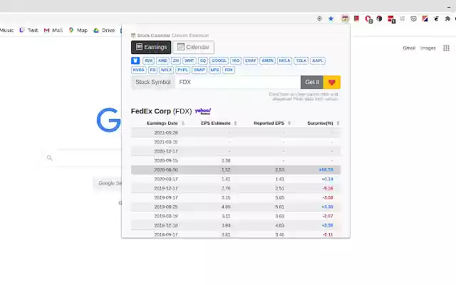 Stock Calendar  from Chrome web store to be run with OffiDocs Chromium online