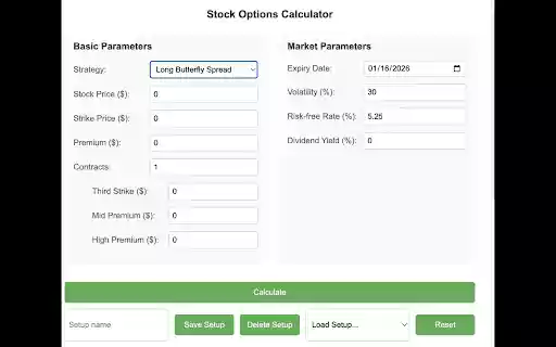 Stock Options Calculator  from Chrome web store to be run with OffiDocs Chromium online