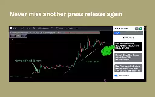 Stock Ticker News Alerts  from Chrome web store to be run with OffiDocs Chromium online