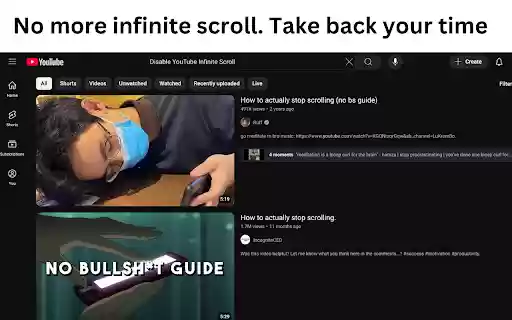 Stop Infinite Youtube Scroll  from Chrome web store to be run with OffiDocs Chromium online