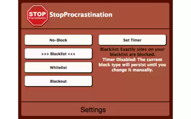 StopProcrastination  from Chrome web store to be run with OffiDocs Chromium online