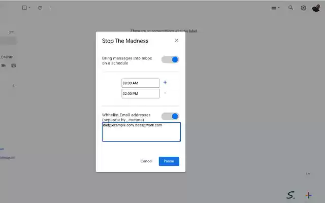 Stop the Madness Inbox Delivery Management from Chrome web store to be run with OffiDocs Chromium online Stop the Madness Inbox Delivery Management from Chrome web store to be run with OffiDocs Chromium online
