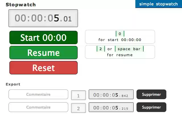 Stop Watch  from Chrome web store to be run with OffiDocs Chromium online