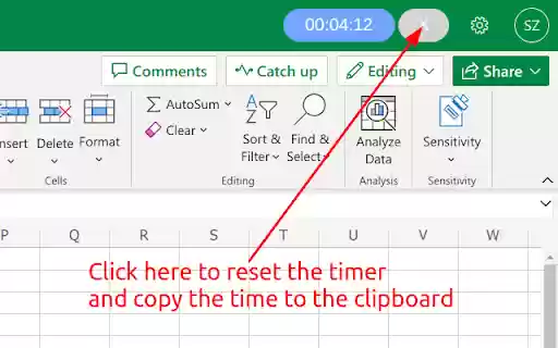 Stopwatch for Excel  from Chrome web store to be run with OffiDocs Chromium online