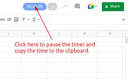 Stopwatch for Google Sheets  from Chrome web store to be run with OffiDocs Chromium online