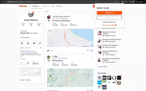 Strava kudo em all  from Chrome web store to be run with OffiDocs Chromium online