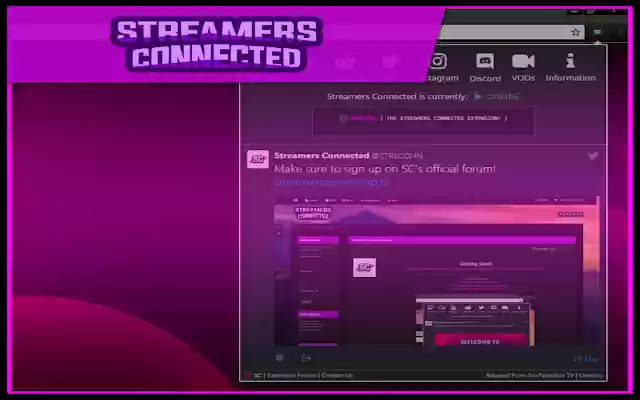 Streamers Connected  from Chrome web store to be run with OffiDocs Chromium online