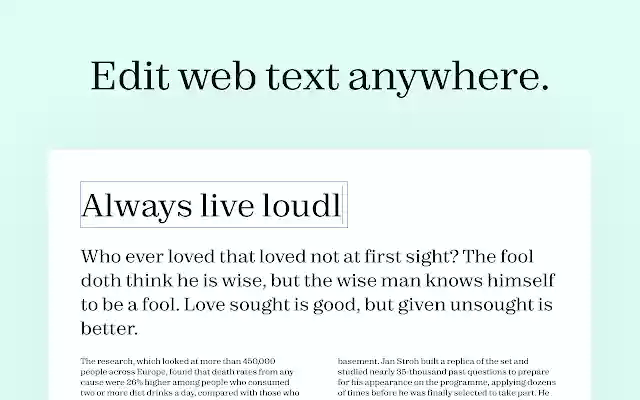 Subeditor: Webpage Text Editor  from Chrome web store to be run with OffiDocs Chromium online
