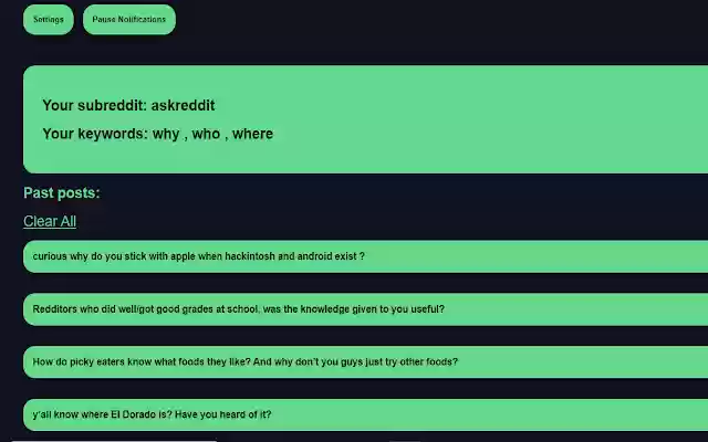 Subtool reddit post keyword notifier  from Chrome web store to be run with OffiDocs Chromium online
