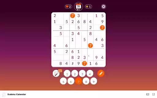 Sudoku Calendar Game Play Free, Ad Free Sudoku Anytime!  from Chrome web store to be run with OffiDocs Chromium online