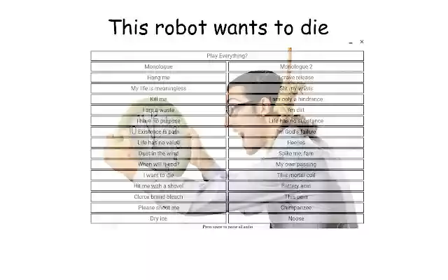 Suicidal Soundboard from Chrome web store to be run with OffiDocs Chromium online Suicidal Soundboard from Chrome web store to be run with OffiDocs Chromium online