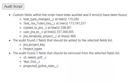Suite Projects Pro Script Custom Field Audit  from Chrome web store to be run with OffiDocs Chromium online