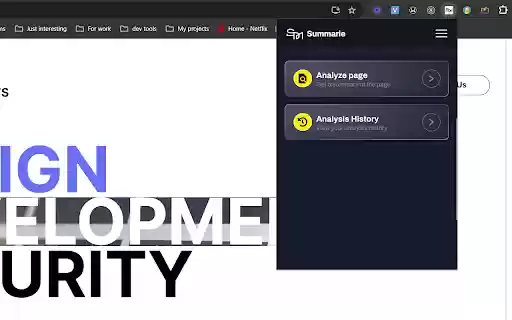 Summarie: Web page analyzer  from Chrome web store to be run with OffiDocs Chromium online