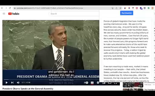 Summarize Videos SummarizeVideo.com  from Chrome web store to be run with OffiDocs Chromium online