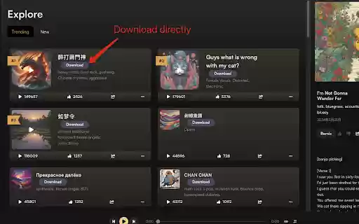 Suno AI Downloader  from Chrome web store to be run with OffiDocs Chromium online